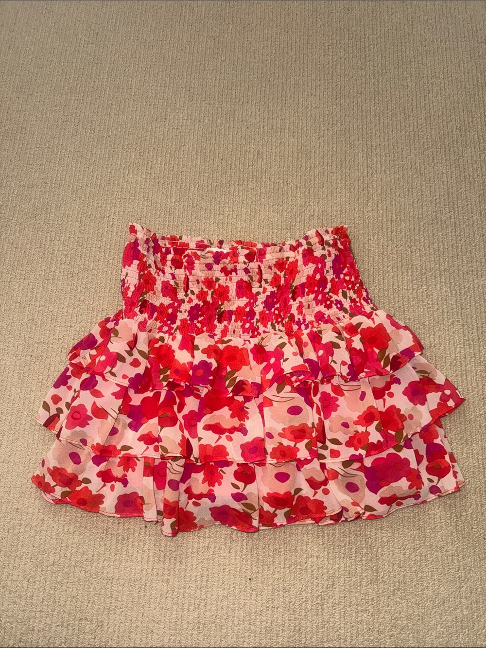 Pants Store Smocked Waist Ruffled Floral Mini Skirt